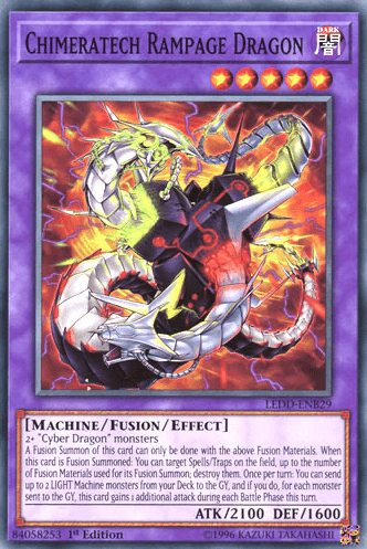 1st Edition, Common, Dark, Fusion/Effect Monster, Legendary Dragon Decks, Machine Chimeratech Rampage Dragon [LEDD-ENB29] Common - Trading Card World