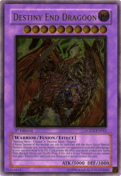 1st Edition, Dark, Fusion/Effect Monster, Light of Destruction, Ultimate Rare, Unlimited, Warrior Destiny End Dragoon [LODT-EN042] Ultimate Rare - Trading Card World