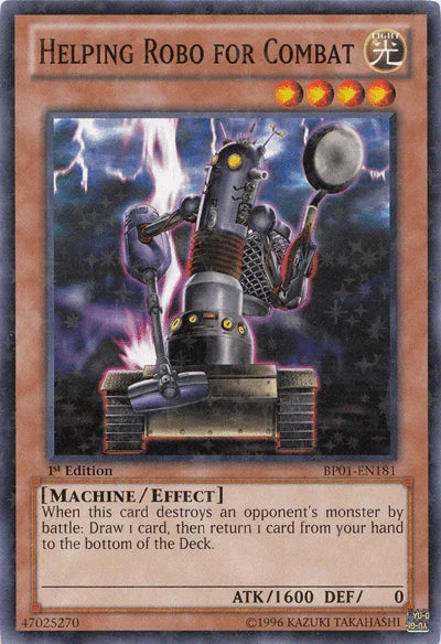 1st Edition, Battle Pack: Epic Dawn, Effect Monster, Light, Machine, Starfoil Rare, Unlimited Helping Robo for Combat [BP01-EN181] Starfoil Rare - Trading Card World