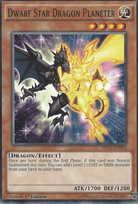 1st Edition, Common, Dragon, Effect Monster, Light, Shining Victories, Unlimited Dwarf Star Dragon Planeter [SHVI-EN093] Common - Trading Card World