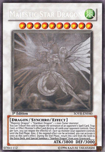 1st Edition, Dragon, Ghost Rare, Stardust Overdrive, Synchro/Effect Monster, Unlimited, Wind Majestic Star Dragon [SOVR-EN040] Ghost Rare - Trading Card World