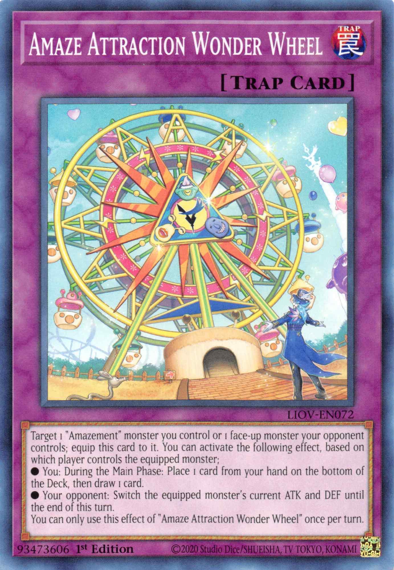 1st Edition, Common, Lightning Overdrive, Normal Trap, Trap Amaze Attraction Wonder Wheel [LIOV-EN072] Common - Trading Card World