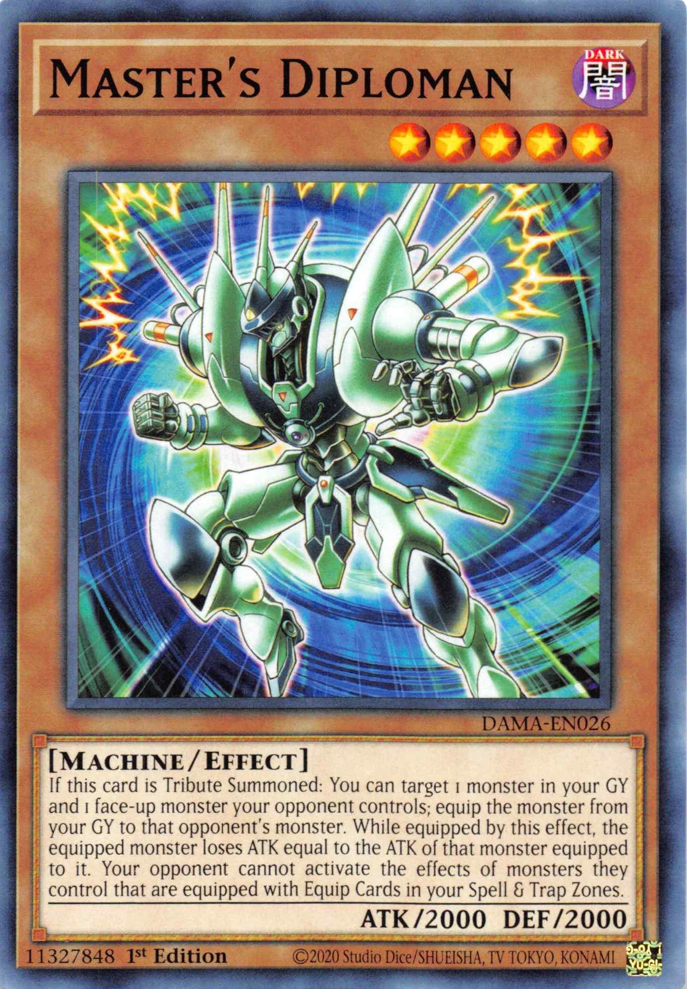 1st Edition, Common, Dark, Dawn of Majesty, Effect Monster, Machine Master's Diploman [DAMA-EN026] Common - Trading Card World