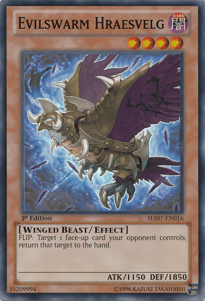 1st Edition, Dark, Effect Monster, Hidden Arsenal 7: Knight of Stars, Super Rare, Unlimited, Winged Beast Evilswarm Hraesvelg [HA07-EN016] Super Rare - Trading Card World