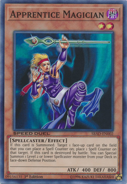 1st Edition, Dark, Effect Monster, Speed Duel: Attack from the Deep, Spellcaster, Super Rare Apprentice Magician [SBAD-EN002] Super Rare - Trading Card World