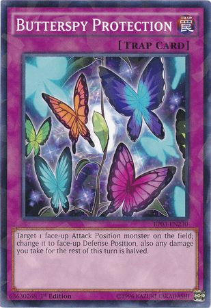 1st Edition, Battle Pack 3: Monster League, Normal Trap, Shatterfoil Rare, Trap Butterspy Protection [BP03-EN230] Shatterfoil Rare - Trading Card World