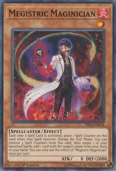 1st Edition, Common, Effect Monster, Fire, Rising Rampage, Spellcaster, Unlimited Megistric Maginician [RIRA-EN036] Common - Trading Card World