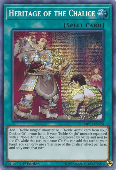 1st Edition, 2019 Gold Sarcophagus Tin Mega Pack, Normal Spell, Prismatic Secret Rare, Spell, Unlimited Heritage of the Chalice [MP19-EN224] Prismatic Secret Rare - Trading Card World