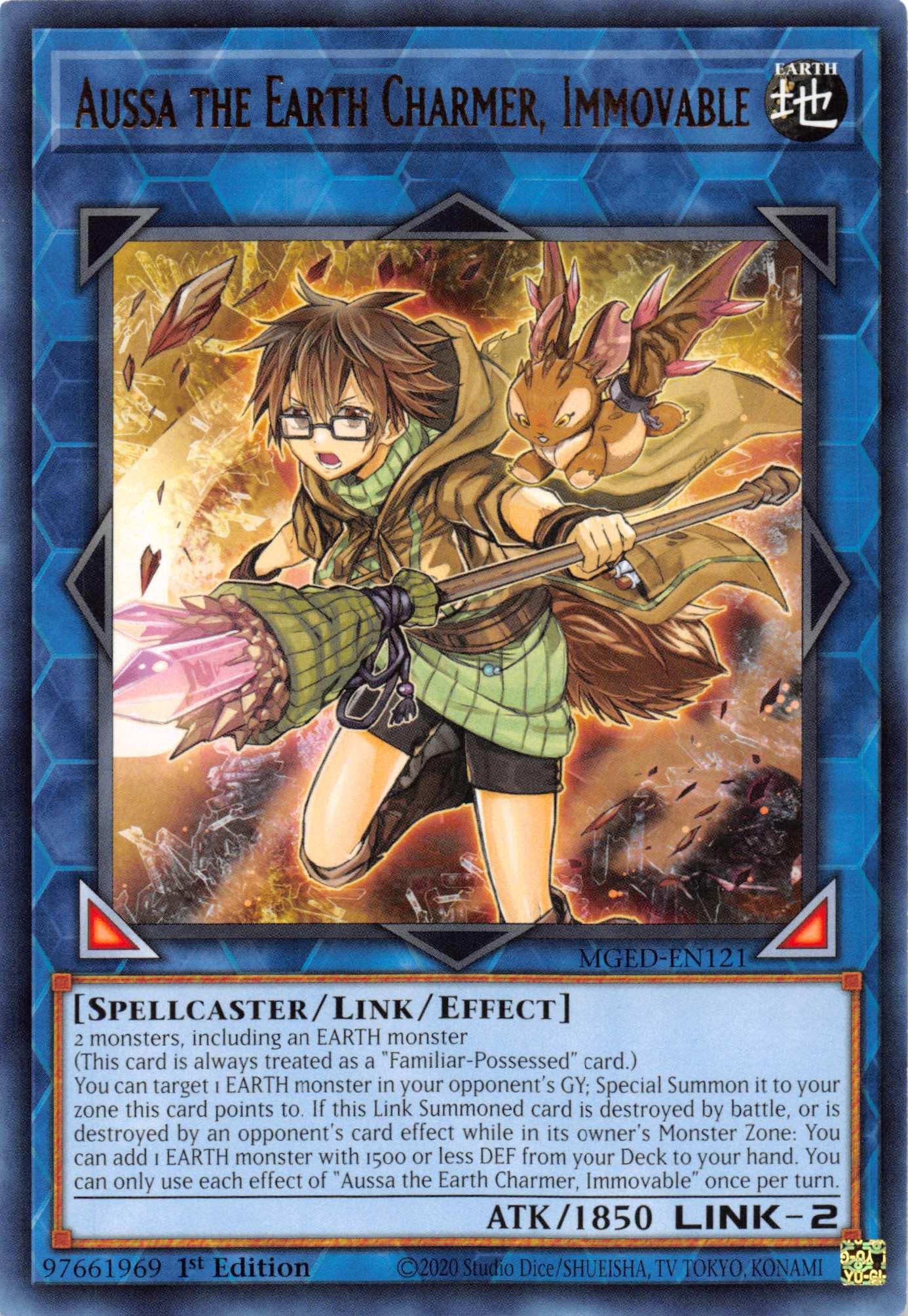 1st Edition, Earth, Link/Effect Monster, Maximum Gold: El Dorado, Rare, Spellcaster Aussa the Earth Charmer, Immovable [MGED-EN121] Rare - Trading Card World