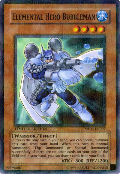 Effect Monster, Limited, Mattel Action Figure Promos: Series 3, Parallel Rare, Warrior, Water Elemental Hero Bubbleman [MF03-EN007] Parallel Rare - Trading Card World
