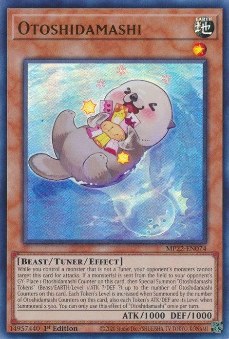 1st Edition, 2022 Tin of the Pharaoh's Gods, Beast, Earth, Tuner/Effect Monster, Ultra Rare Otoshidamashi [MP22-EN074] Ultra Rare - Trading Card World