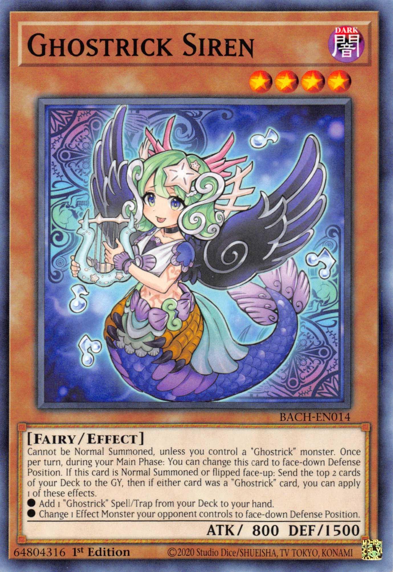 1st Edition, Battle of Chaos, Common, Dark, Effect Monster, Fairy Ghostrick Siren [BACH-EN014] Common - Trading Card World