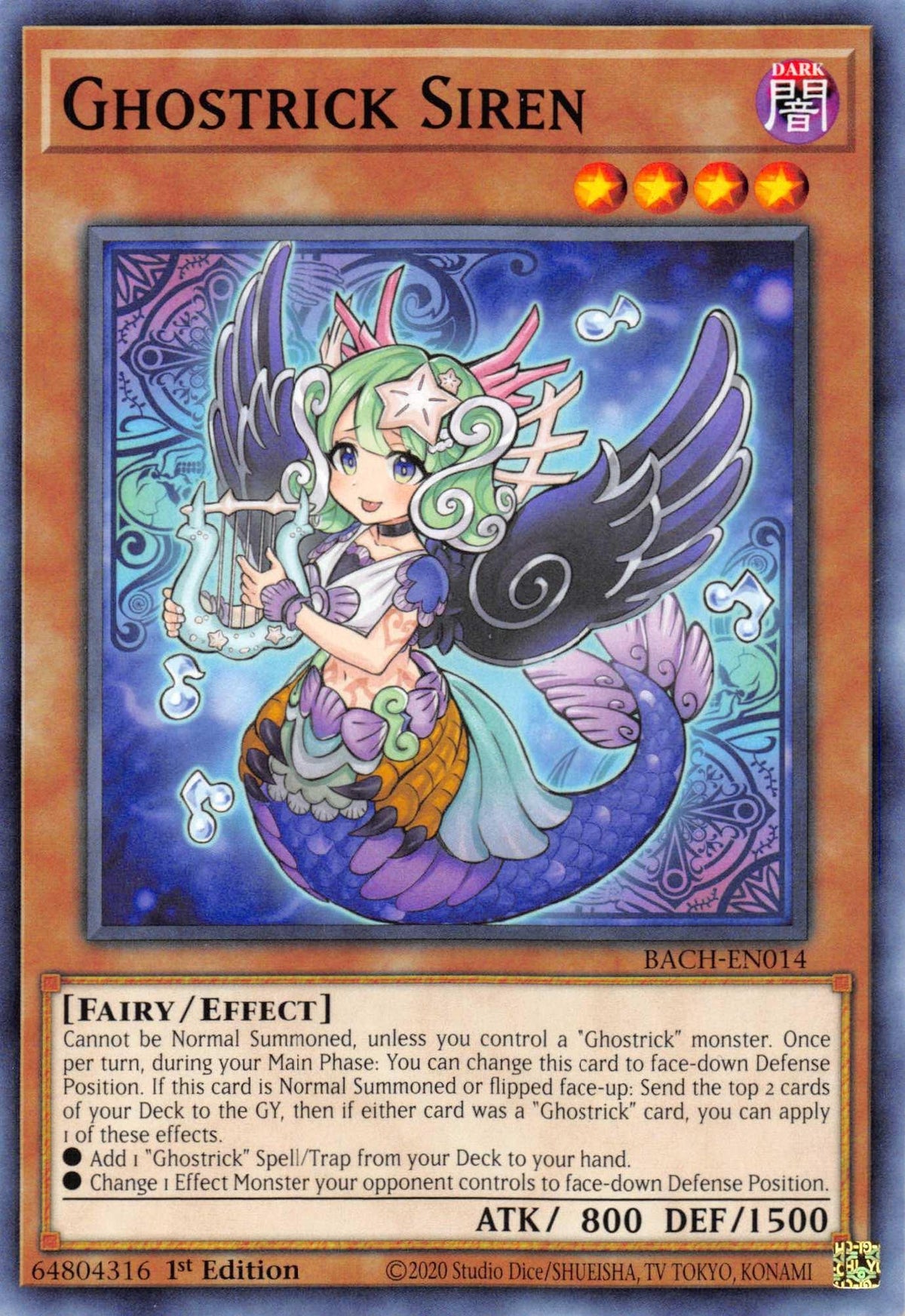 1st Edition, Battle of Chaos, Common, Dark, Effect Monster, Fairy Ghostrick Siren [BACH-EN014] Common - Trading Card World