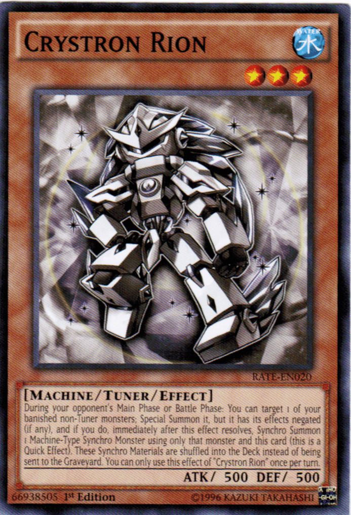 1st Edition, Common, Machine, Raging Tempest, Tuner/Effect Monster, Unlimited, Water Crystron Rion [RATE-EN020] Common - Trading Card World