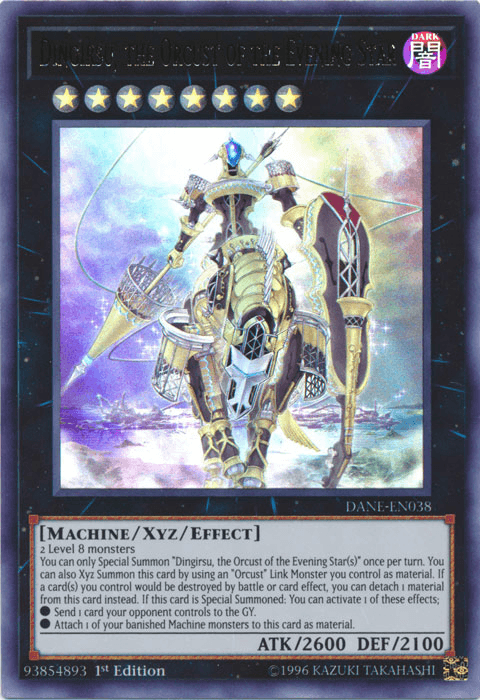 1st Edition, Dark, Dark Neostorm, Machine, Ultra Rare, Unlimited, Xyz/Effect Monster Dingirsu, the Orcust of the Evening Star [DANE-EN038] Ultra Rare - Trading Card World