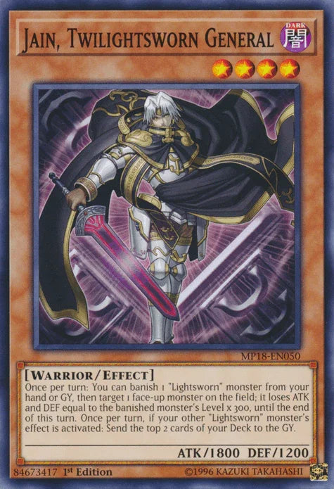 1st Edition, 2018 Mega-Tins Mega Pack, Common, Dark, Effect Monster, Warrior Jain, Twilightsworn General [MP18-EN050] Common - Trading Card World