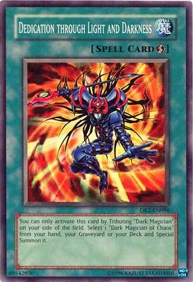 Dark Revelation Volume 2, Quick Play Spell, Spell, Super Rare, Unlimited Dedication through Light and Darkness [DR2-EN096] Super Rare - Trading Card World