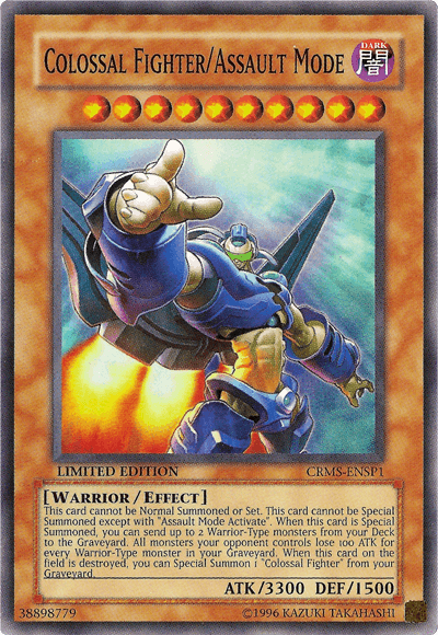 Dark, Effect Monster, Limited, Sneak Preview Series 4, Super Rare, Warrior Colossal Fighter/Assault Mode [CRMS-ENSP1] Super Rare - Trading Card World