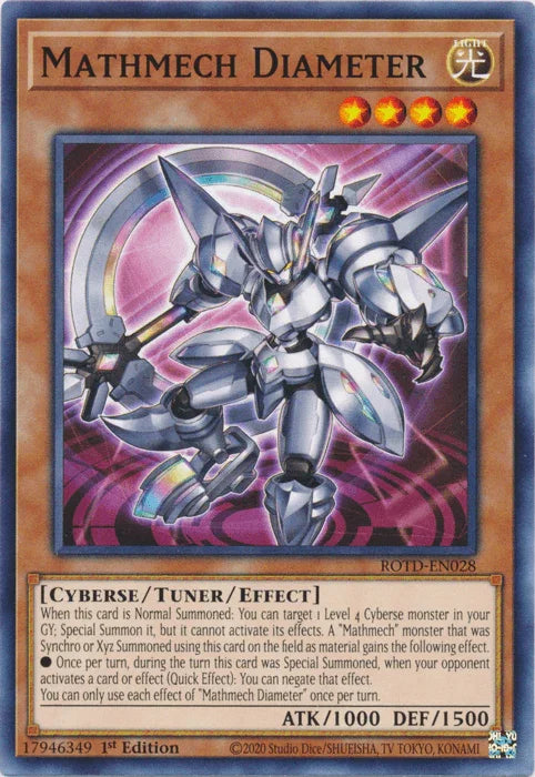 1st Edition, Common, Cyberse, Light, Rise of the Duelist, Tuner/Effect Monster Mathmech Diameter [ROTD-EN028] Common - Trading Card World