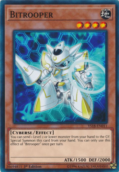 1st Edition, Common, Cyberse, Earth, Effect Monster, Starter Deck: Codebreaker Bitrooper [YS18-EN011] Common - Trading Card World