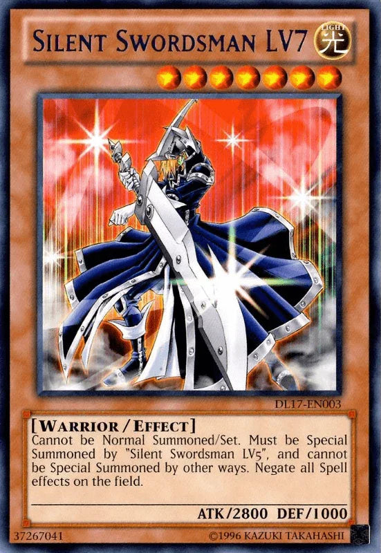 Duelist League Promo, Effect Monster, Light, Rare, Unlimited, Warrior Silent Swordsman LV7 (Purple) [DL17-EN003] Rare - Trading Card World