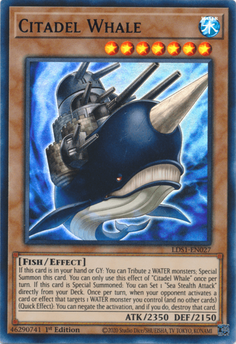 1st Edition, Effect Monster, Fish, Legendary Duelists: Season 1, Ultra Rare, Water Citadel Whale (Blue) [LDS1-EN027] Ultra Rare - Trading Card World