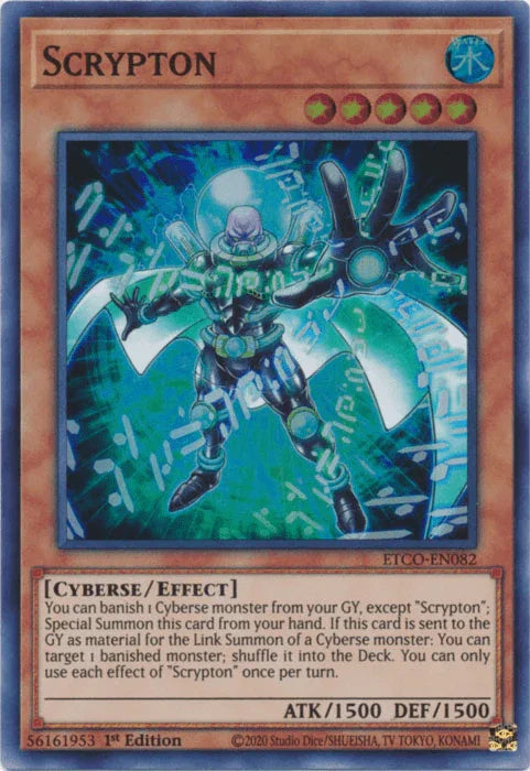 1st Edition, Cyberse, Effect Monster, Eternity Code, Super Rare, Water Scrypton [ETCO-EN082] Super Rare - Trading Card World