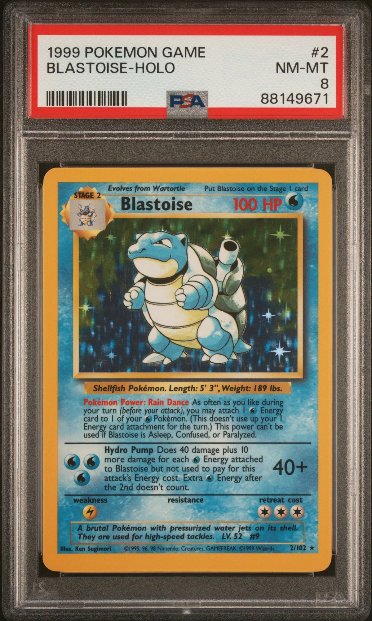 PSA 8 Blastoise #2 · Base Set · 1999 — front
