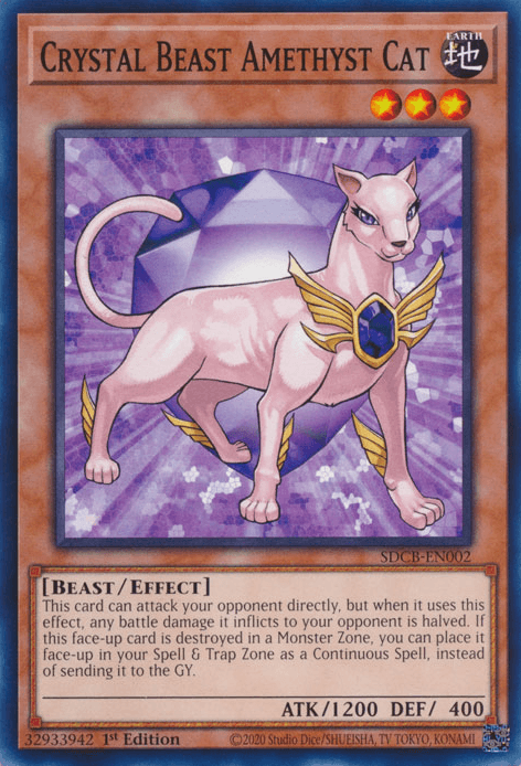 1st Edition, Beast, Common, Earth, Effect Monster, Structure Deck: Legend of the Crystal Beasts Crystal Beast Amethyst Cat [SDCB-EN002] Common - Trading Card World