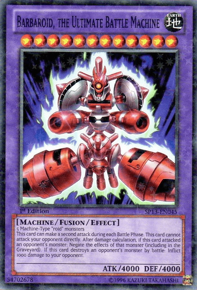1st Edition, Earth, Fusion/Effect Monster, Machine, Star Pack 2013, Starfoil Rare, Unlimited Barbaroid, the Ultimate Battle Machine [SP13-EN045] Starfoil Rare - Trading Card World