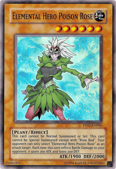 Earth, Effect Monster, Plant, Premium Pack 2, Super Rare, Unlimited Elemental Hero Poison Rose [PP02-EN006] Super Rare - Trading Card World