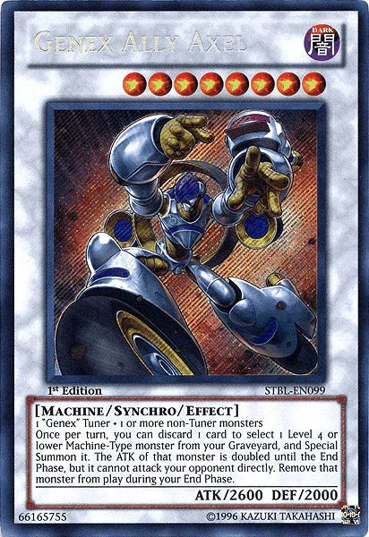 1st Edition, Dark, Machine, Secret Rare, Starstrike Blast, Synchro/Effect Monster, Unlimited Genex Ally Axel [STBL-EN099] Secret Rare - Trading Card World