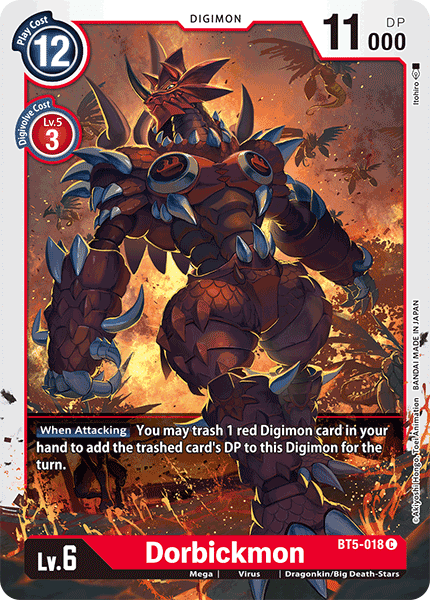 Battle of Omni, BT5-018, Common, Digimon, Dragonkin/Big Death-Stars, Mega, Red, Virus Dorbickmon [BT5-018] [Battle of Omni] - Trading Card World