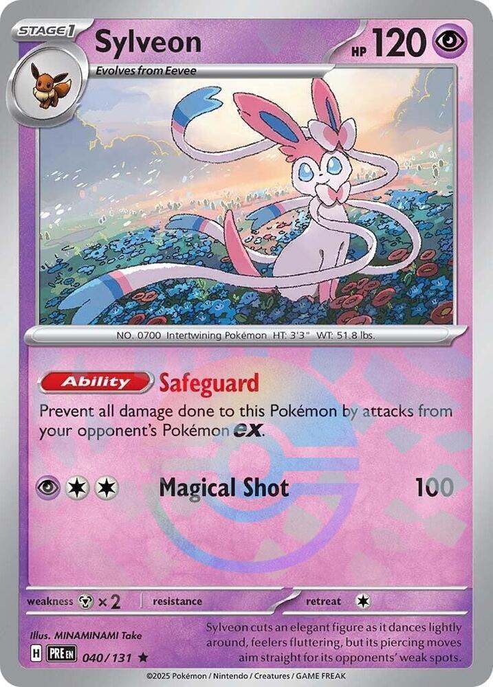 040, Holofoil, Metal [x2], Psychic, Rare, Scarlet & Violet: Prismatic Evolutions Sylveon (040/131) (Poke Ball Pattern) [Scarlet & Violet: Prismatic Evolutions] - Trading Card World