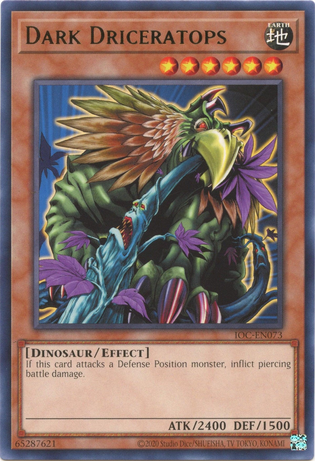 Dinosaur, Earth, Effect Monster, Invasion of Chaos (25th Anniversary Edition), Rare, Unlimited Dark Driceratops (25th Anniversary) [IOC-EN073] Rare - Trading Card World