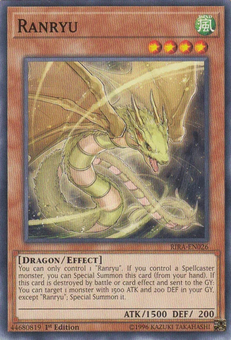1st Edition, Common, Dragon, Effect Monster, Rising Rampage, Unlimited, Wind Ranryu [RIRA-EN026] Common - Trading Card World
