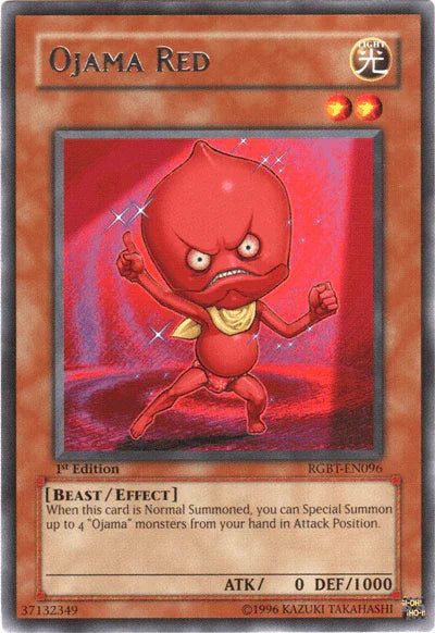 1st Edition, Beast, Effect Monster, Light, Raging Battle, Rare, Unlimited Ojama Red [RGBT-EN096] Rare - Trading Card World