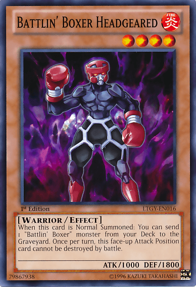 1st Edition, Common, Effect Monster, Fire, Lord of the Tachyon Galaxy, Unlimited, Warrior Battlin' Boxer Headgeared [LTGY-EN016] Common - Trading Card World