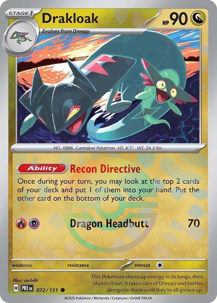 072, Common, Dragon, Holofoil, Scarlet & Violet: Prismatic Evolutions Drakloak (072/131) (Poke Ball Pattern) [Scarlet & Violet: Prismatic Evolutions] - Trading Card World