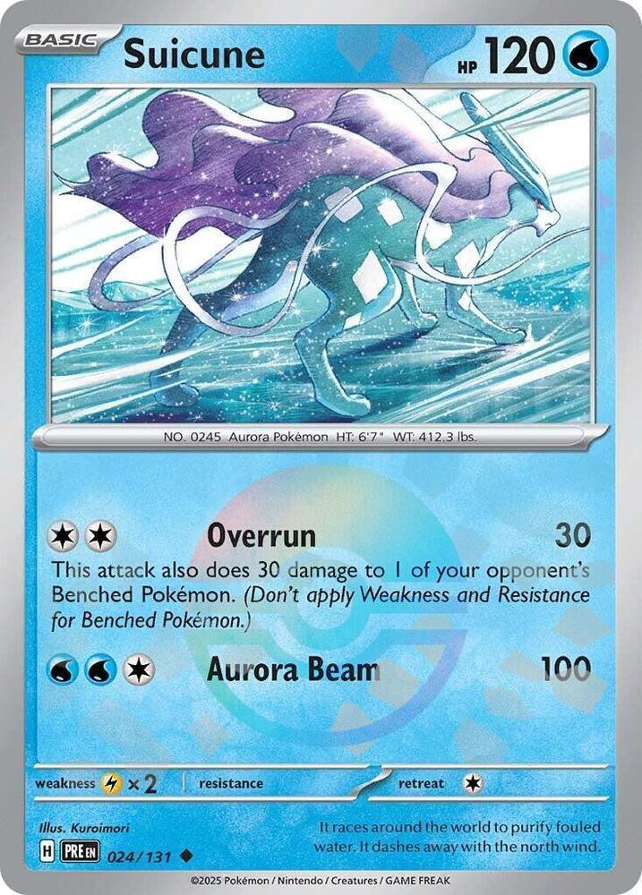 024, Holofoil, Lightning [x2], Scarlet & Violet: Prismatic Evolutions, Uncommon, Water Suicune (024/131) (Poke Ball Pattern) [Scarlet & Violet: Prismatic Evolutions] - Trading Card World