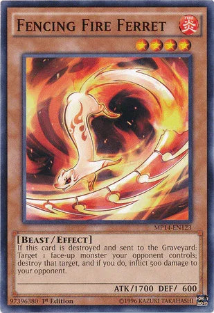 1st Edition, 2014 Mega-Tins Mega Pack, Beast, Common, Effect Monster, Fire Fencing Fire Ferret [MP14-EN123] Common - Trading Card World