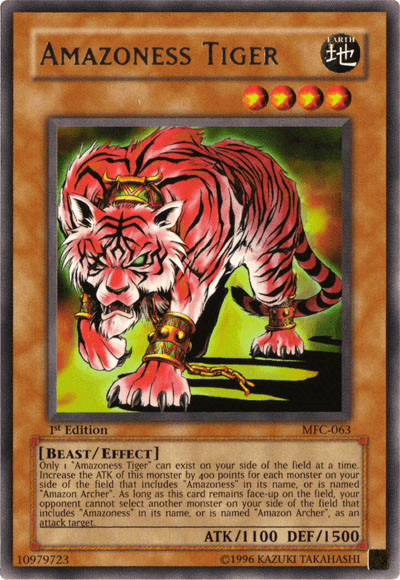 1st Edition, Beast, Earth, Effect Monster, Magician's Force, Rare, Unlimited Amazoness Tiger [MFC-063] Rare - Trading Card World
