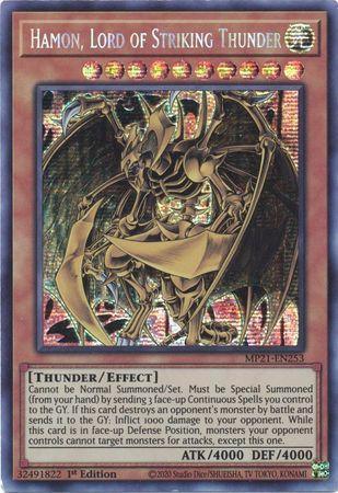 1st Edition, 2021 Tin of Ancient Battles, Effect Monster, Light, Prismatic Secret Rare, Thunder Hamon, Lord of Striking Thunder [MP21-EN253] Prismatic Secret Rare - Trading Card World