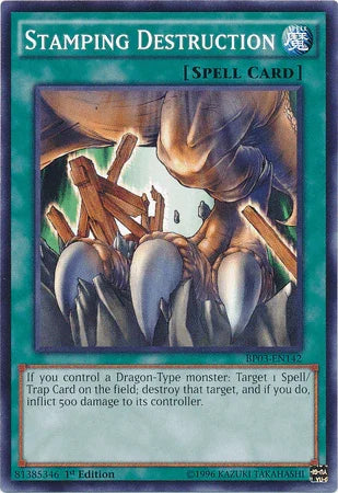 1st Edition, Battle Pack 3: Monster League, Common, Normal Spell, Spell Stamping Destruction [BP03-EN142] Common - Trading Card World