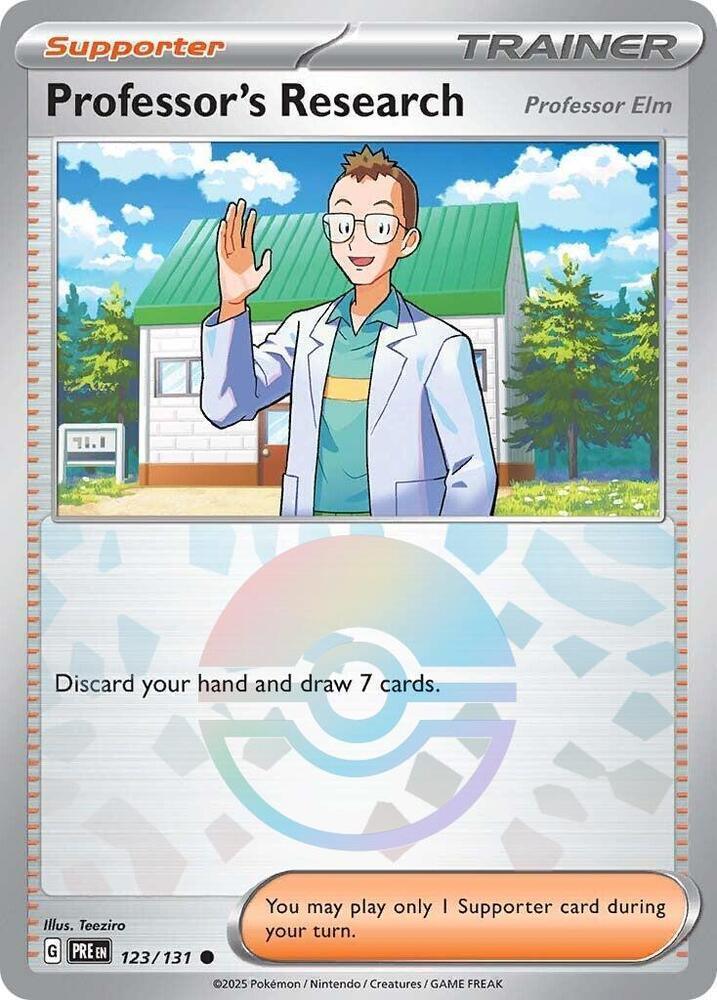 123, Common, Holofoil, Scarlet & Violet: Prismatic Evolutions, Supporter Professor's Research (123/131) [Professor Elm] (Poke Ball Pattern) [Scarlet & Violet: Prismatic Evolutions] - Trading Card World