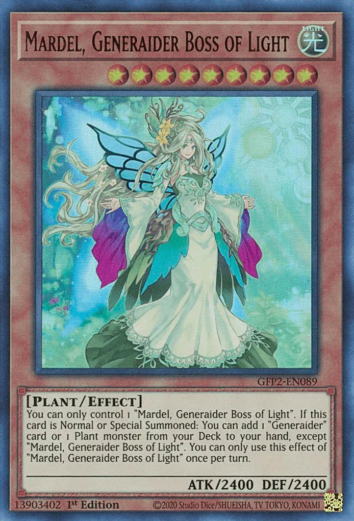 1st Edition, Effect Monster, Ghosts From the Past: The 2nd Haunting, Light, Plant, Ultra Rare Mardel, Generaider Boss of Light [GFP2-EN089] Ultra Rare - Trading Card World