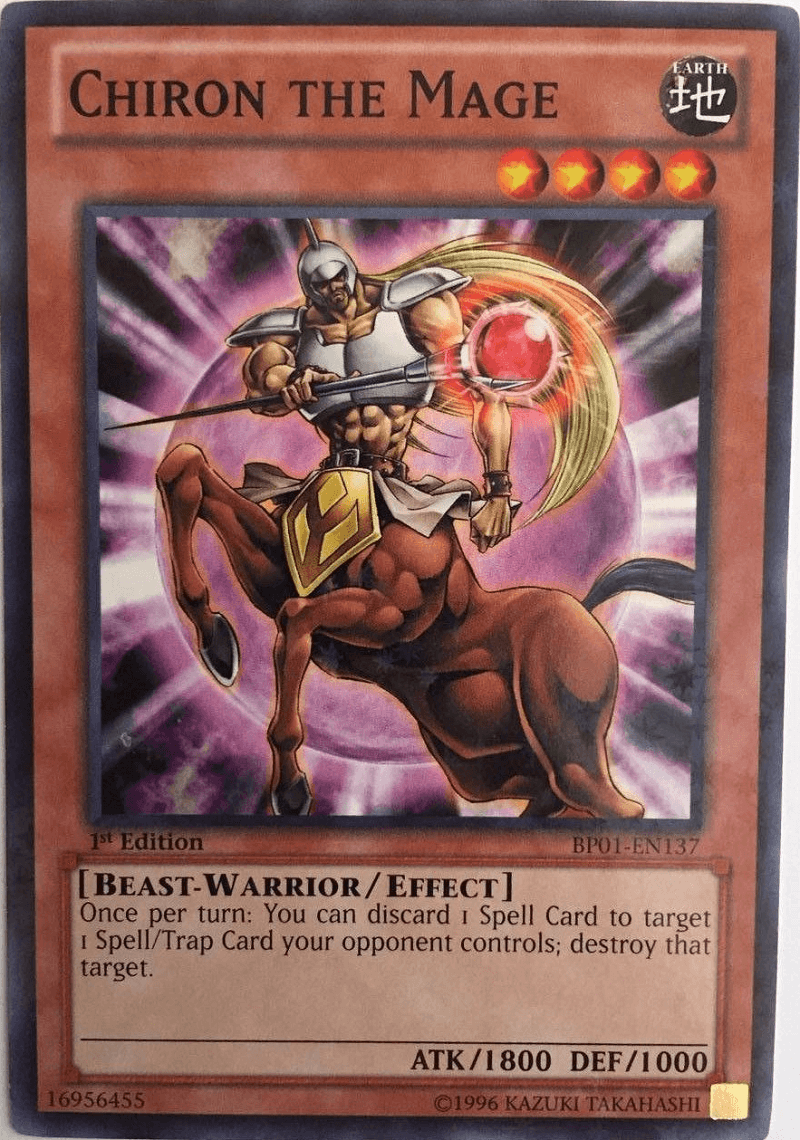 1st Edition, Battle Pack: Epic Dawn, Beast-Warrior, Earth, Effect Monster, Starfoil Rare, Unlimited Chiron the Mage [BP01-EN137] Starfoil Rare - Trading Card World