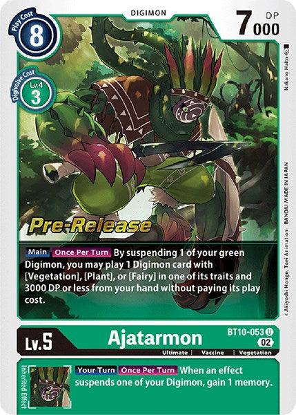 BT10-053, Digimon, Green, Ultimate, Uncommon, Vaccine, Vegetation, Xros Encounter Pre-Release Cards Ajatarmon [BT10-053] [Xros Encounter Pre-Release Cards] - Trading Card World
