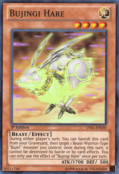 1st Edition, Beast, Effect Monster, Legacy of the Valiant, Light, Super Rare, Unlimited Bujingi Hare [LVAL-EN030] Super Rare - Trading Card World