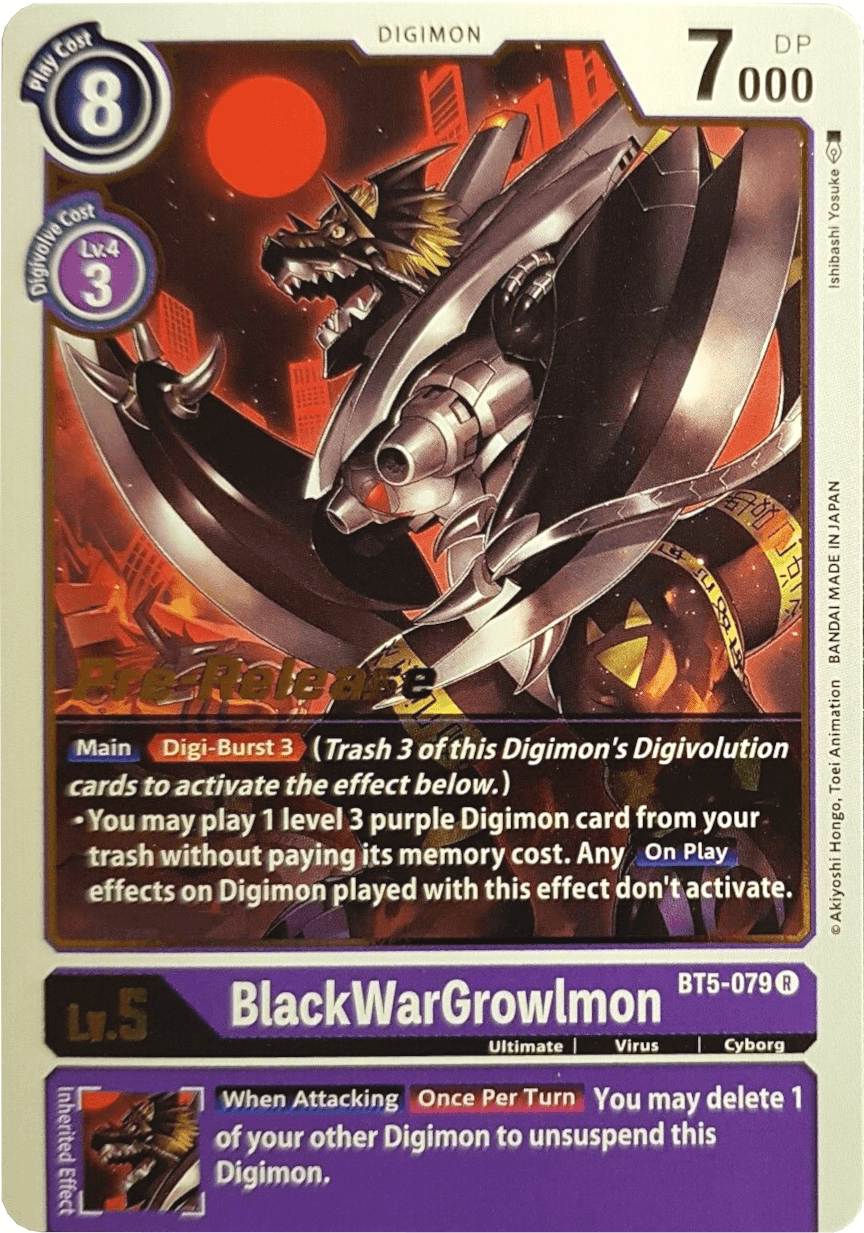 Battle of Omni Pre-Release Promos, BT5-079, Cyborg, Digimon, Purple, Rare, Ultimate, Virus BlackWarGrowlmon [BT5-079] [Battle of Omni Pre-Release Promos] - Trading Card World